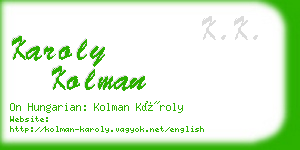 karoly kolman business card